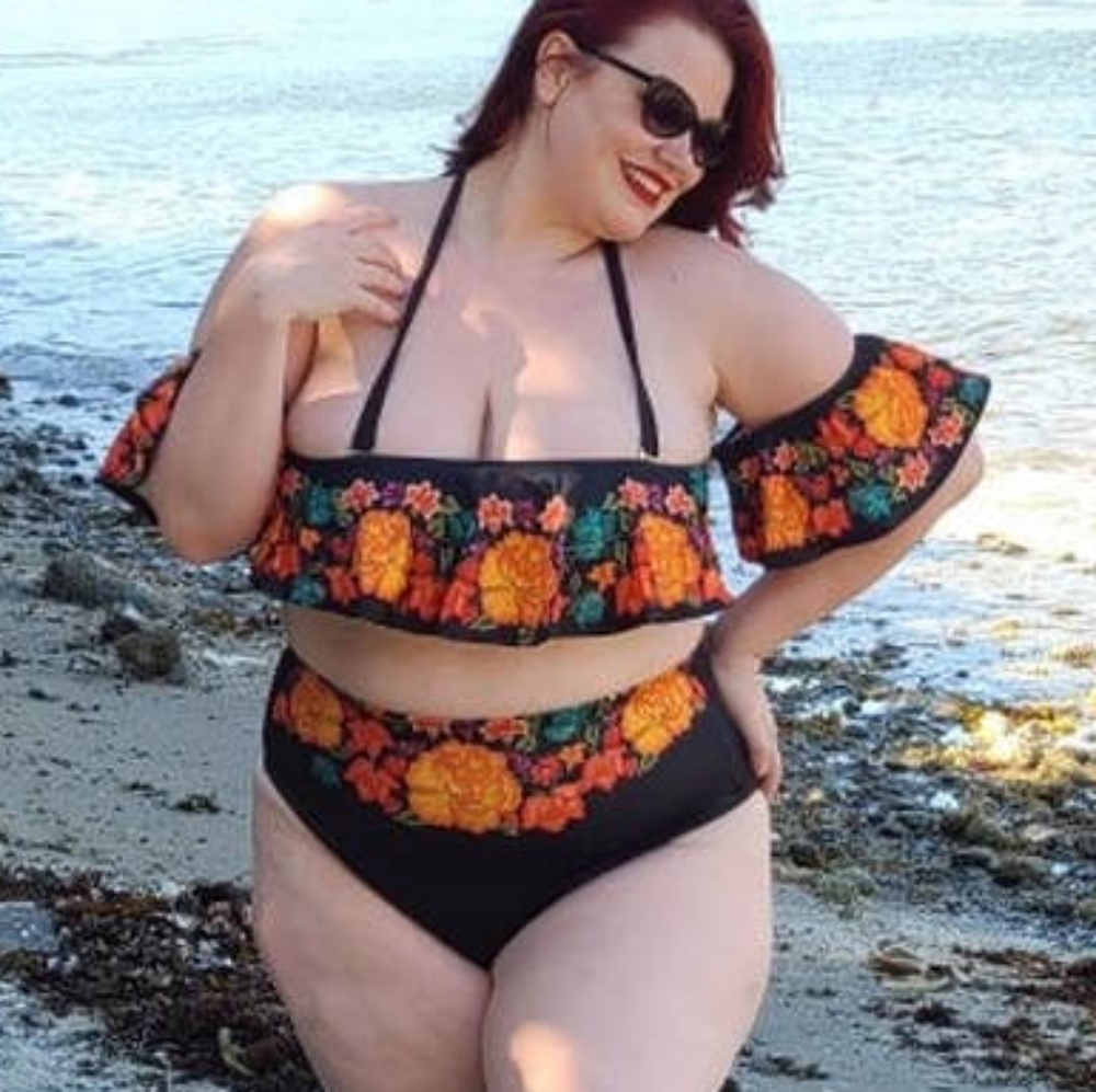 Black and Red Bandeau Bikini Set